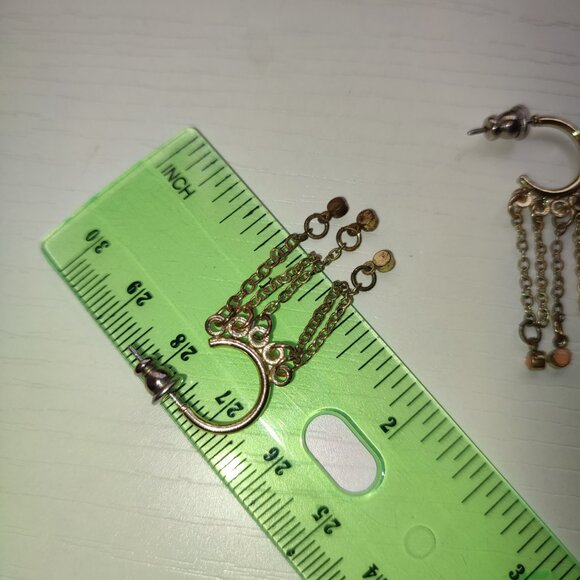 Vintage Golden Earrings with Pink Stones Old Studs - Picture 5 of 6